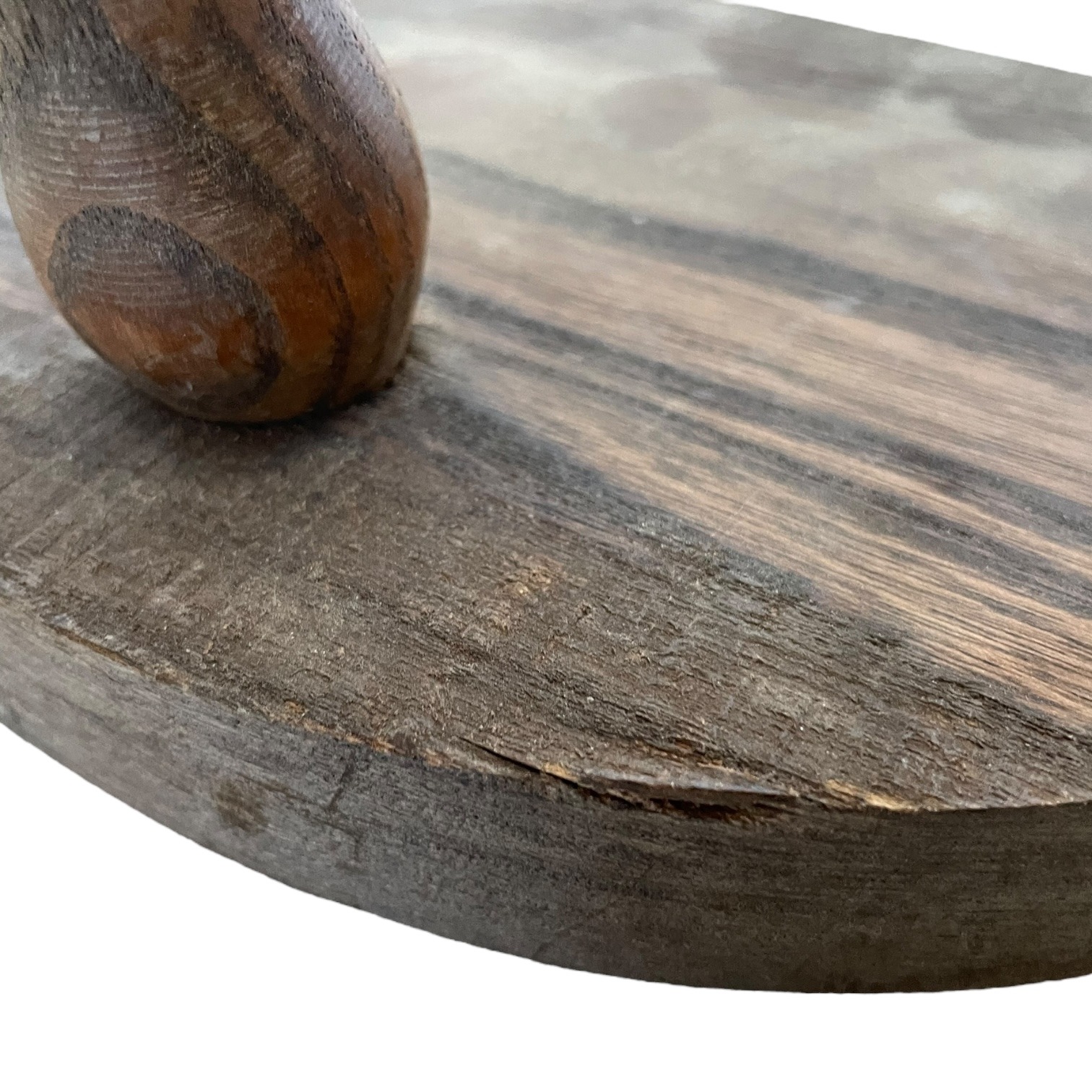 Vintage French Tripod Stool Chair Seat Wooden Milking Kitchen D Shaped Seat Bobbin Leg Rest Stand Plinth Tabouret c1960’s 6 Vintage French Tripod Stool Chair Seat Wooden Milking Kitchen D Shaped Seat Bobbin Leg Rest Stand Plinth Tabouret c1960's - Image 6