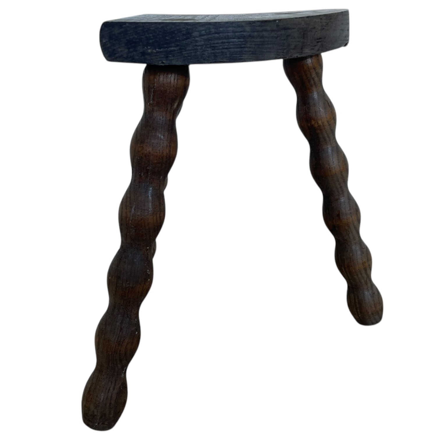 Vintage French Tripod Stool Chair Seat Wooden Milking Kitchen D Shaped Seat Bobbin Leg Rest Stand Plinth Tabouret c1960’s 8 Vintage French Tripod Stool Chair Seat Wooden Milking Kitchen D Shaped Seat Bobbin Leg Rest Stand Plinth Tabouret c1960's - Image 8