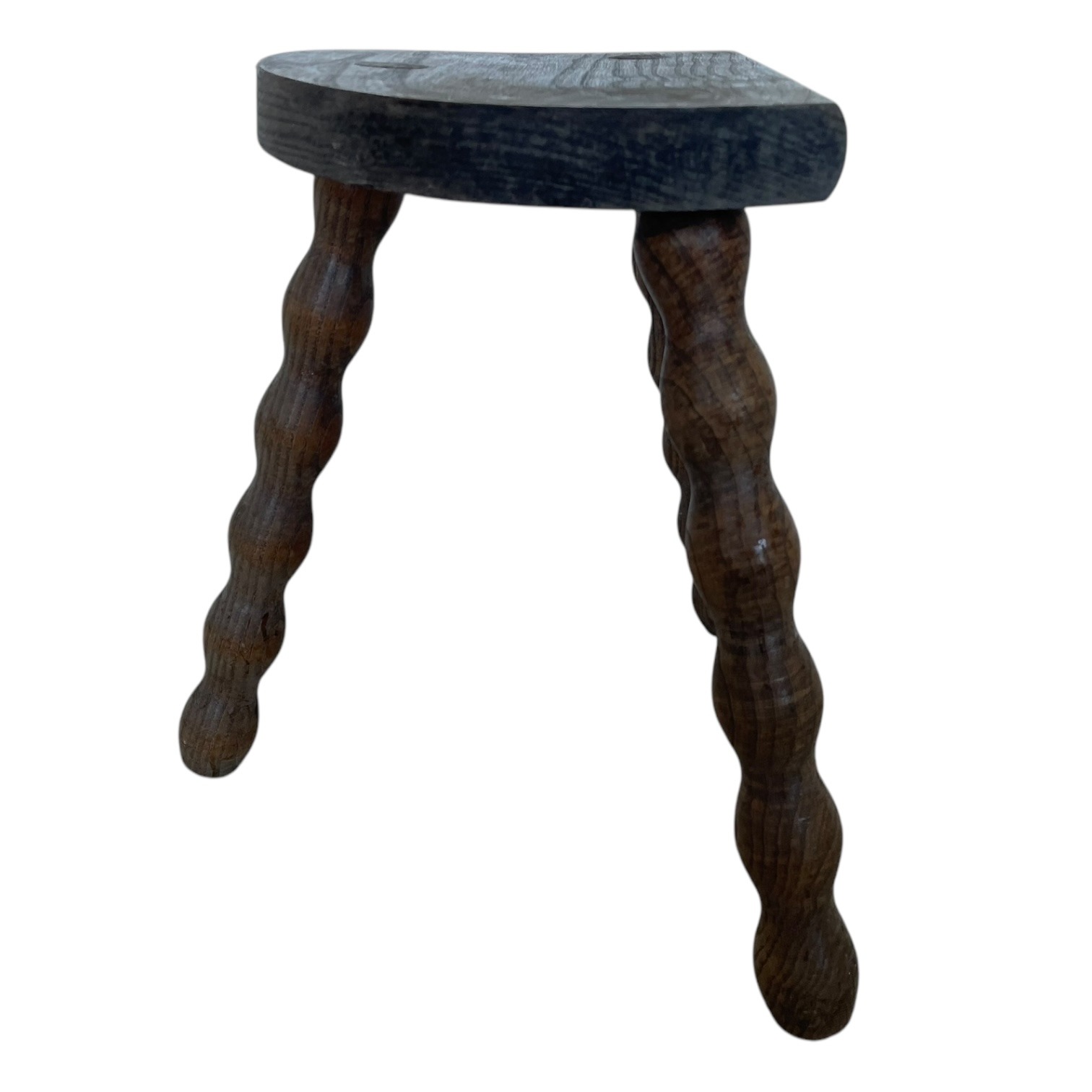 Vintage French Tripod Stool Chair Seat Wooden Milking Kitchen D Shaped Seat Bobbin Leg Rest Stand Plinth Tabouret c1960’s 9 Vintage French Tripod Stool Chair Seat Wooden Milking Kitchen D Shaped Seat Bobbin Leg Rest Stand Plinth Tabouret c1960's - Image 9