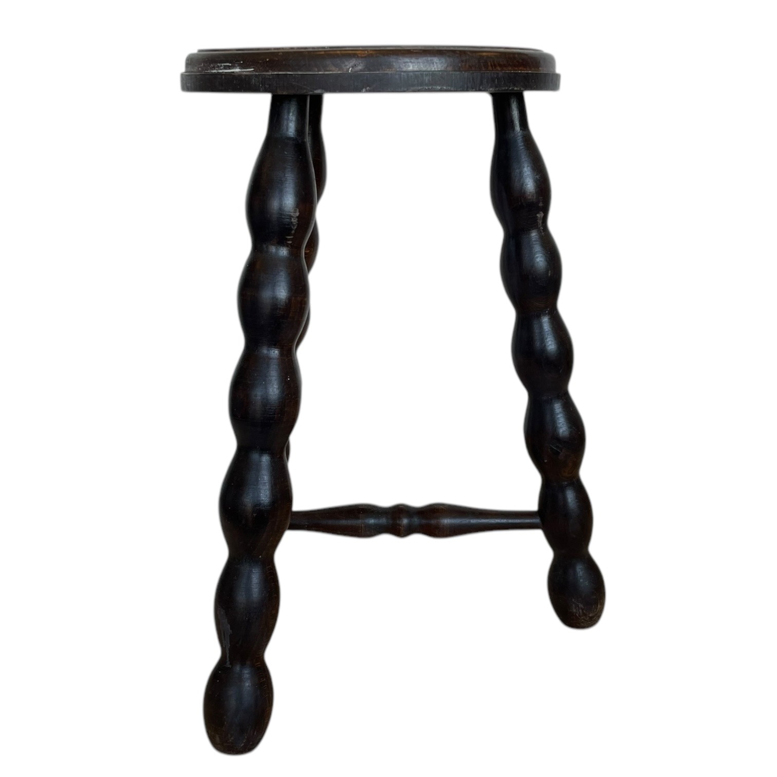 Vintage French Milking Stool Wooden Bobbin Leg Braced Round Shaped Seat Step Stand Table Rustic Rural Tabouret Farmhouse c1950-60’s 5 Vintage French Milking Stool Wooden Bobbin Leg Braced Round Shaped Seat Step Stand Table Rustic Rural Tabouret Farmhouse c1950-60's - Image 5