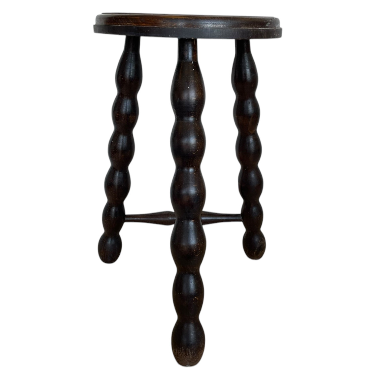 Vintage French Milking Stool Wooden Bobbin Leg Braced Round Shaped Seat Step Stand Table Rustic Rural Tabouret Farmhouse c1950-60’s 6 Vintage French Milking Stool Wooden Bobbin Leg Braced Round Shaped Seat Step Stand Table Rustic Rural Tabouret Farmhouse c1950-60's - Image 6