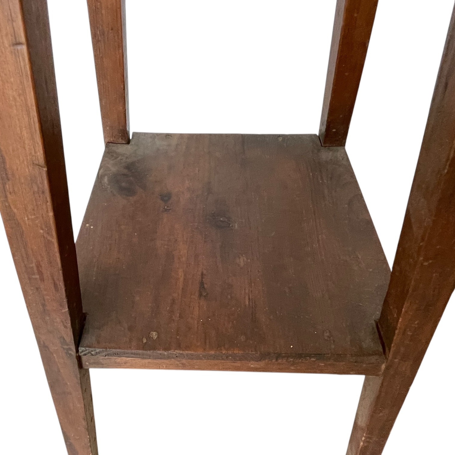 Vintage French Simple Tall Plinth Two Shelf Stand Table Varnished Wood Square Shaped Rest Tabouret PRICED INDIVIDUALLY c1960-70’s 5 Vintage French Simple Tall Plinth Two Shelf Stand Table Varnished Wood Square Shaped Rest Tabouret PRICED INDIVIDUALLY c1960-70's - Image 5