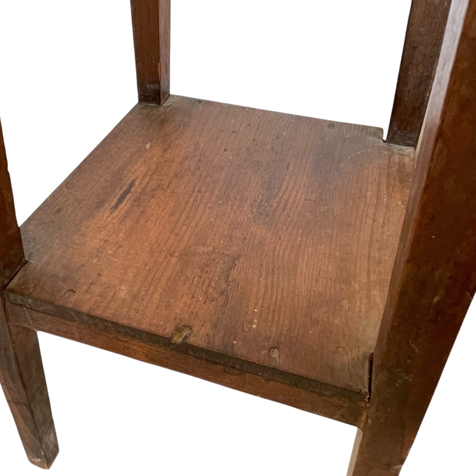 Vintage French Simple Tall Plinth Two Shelf Stand Table Varnished Wood Square Shaped Rest Tabouret PRICED INDIVIDUALLY c1960-70’s 6 Vintage French Simple Tall Plinth Two Shelf Stand Table Varnished Wood Square Shaped Rest Tabouret PRICED INDIVIDUALLY c1960-70's - Image 6