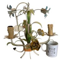 Alternative view of Vintage French Toleware Tole Style Metal Flower Petal Bloom Shaped Wall Ceiling Electric Lamp Light Lighting Shabby Chic c1970-80s