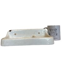 Alternative view of Vintage French Heavy Iron White Enamel Bathroom Kitchen Soap Dish Container Wall Mounted Or Self Standing c1950's