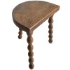 Vintage French Tripod Stool Chair Seat Varnished Wood Milking D Shaped Seat Bobbin Leg Rest Stand Plinth Tabouret Farmhouse c1960's