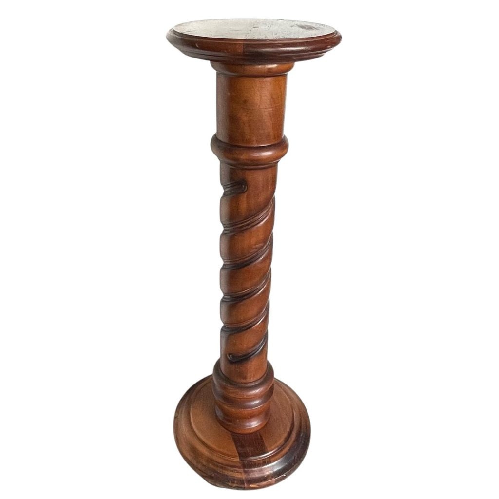 Vintage French Display Plinth Stand Wooden Wood Round Small Table Round Plant Rest Tabouret c1970-80's