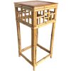 Vintage French Cane Bamboo Display Plinth Stand Wooden Wood Square Small Table Plant Rest Tabouret c1970-80's