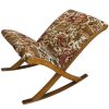 Vintage French Rocking Footstool Stool Wooden Wood Chair Cushioned Fabric Covered Gout Aid c1970's