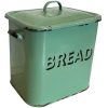 Vintage English Enamel Metal Large Green Bread Bin Kitchen Storage Kitchenalia Prop Decor circa 1940-50's