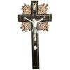 Vintage French Crucifix Jesus Cross Church Chapel Roman Catholic Wood Metal DAMAGED c1930-50's