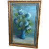 Vintage French Original Oil Painting Framed "Blue Flowers" Signed T Bon circa 2000's