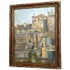 Vintage French Original Oil Painting Cityscape Townscape Architecture Framed Signed circa 1950's