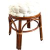 Vintage French Bent Wood Pole Cushioned Stool Chair Seat Round Shaped Seat Rest Stand Plinth Tabouret c1970-80's