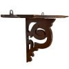 Antique French Small Wooden Wall Hanging Shelf Brown Wood Ornate Shelf Rack Mounted Display circa 1920's