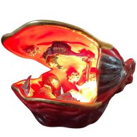 Vintage French Ceramic Shell Coral Fish Decorative Desktop Bedside Lamp c1960's