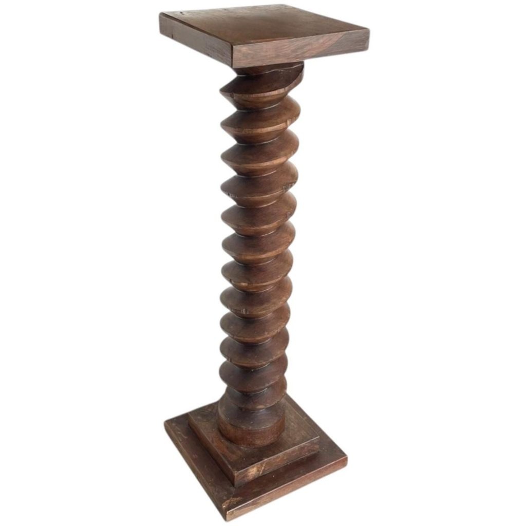 Vintage French Wine Press Screw Twist Style Spiral Large Heavy Tall Plinth Side Table Stand Display Plant Pot Ornament Twisty c1960's