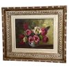 Vintage French Original Oil Painting Framed "Red Flowers" Signed circa 1960's