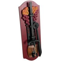 Vintage French Wall Mounted Metal Wooden Corkscrew Cork Puller Bottle Opener Bar Cafe Restaurant Decor circa 1980-90's