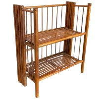 Vintage French Folding Canework Bamboo Side Table Plant Stand Wooden Square Shaped Double Shelf Rest Plinth Tabouret c1970-80’s Vintage French Folding Canework Bamboo Side Table Plant Stand Wooden Square Shaped Double Shelf Rest Plinth Tabouret c1970-80's