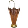 Vintage French Copper Brass Metal Umbrella Walking Stick Stand Storage Pot Container Hallway Entryway circa 1970-80's