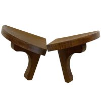 Vintage French Small Wood Corner Shelf Pair x2 Wall Mounted Table Stand Plinth Display Wooden c1960-70's