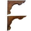 Antique French Small Wood Shelf Brackets Pair x2 Wall Mounted Table Stand Plinth Display Wooden c1920's