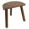 Vintage French Simple Small D Stool Table Wooden Wood Chair Seat Side Stand Flower Pot Display Shelf Tripod Leg Tabouret c1960-70's