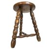 Vintage French Chunky Strong Farmhouse Style Stool Table Wooden Wood Chair Seat Side Stand Flower Pot Display Shelf Tabouret c1970's