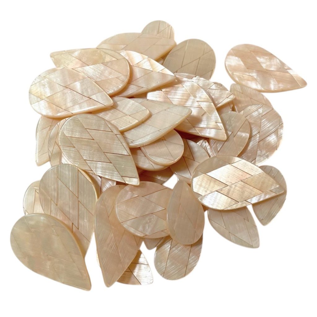 Vintage French Teardrop Shaped Mother Of Pearl Gaming Chips Counters Tokens Hand Made c1980's
