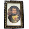 Antique French Framed Print Napoleon In A Gold Detailed Frame Worn Damaged Wall Decor c1910's