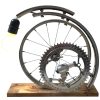Vintage French Rupurposed Bicycle Dynamo Wheel Cogs Gears Artisan Made Lamp Electric Lamp Light Lighting c1990-2000's