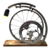 Vintage French Rupurposed Bicycle Dynamo Wheel Cogs Gears Artisan Made Lamp Electric Lamp Light Lighting c1990-2000's