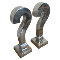 Vintage French Heavy Silver Metal Question Mark ? Statue Metal Sculpture Ornament circa 1990's