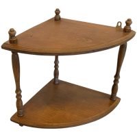Vintage French Wood Corner Double Shelf Wall Mounted Table Stand Plinth Display Wooden c1960-70’s Vintage French Wood Corner Double Shelf Wall Mounted Table Stand Plinth Display Wooden c1960-70's