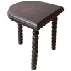 Vintage French Tripod Stand Rest Plinth Varnished Wood Milking D Shaped Bobbin Leg Tabouret Farmhouse c1950-60's