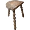 Milking Stool Plinth Vintage French Traditional Worn DAMAGED Tripod Stand Bobbin Leg Plinth Plant Tabouret c1950-60's