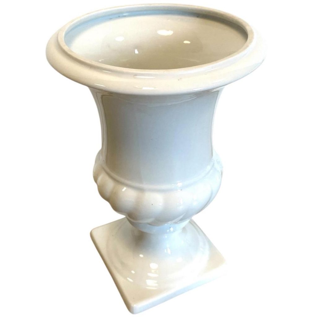 Vintage French Limoges White Trophy Ceramic Vase Ornament Figurine Prop Display c1970-80's