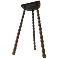 Vintage French Tall Wooden Wood Plant Stand Table Farm D Shaped Tabouret c1960-70’s Vintage French Tall Wooden Wood Plant Stand Table Farm D Shaped Tabouret c1960-70's