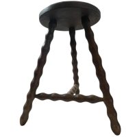 Vintage French Stool Plant Stand Plinth Wooden Round Shaped Seat Braced Bobbin Leg Tabouret c1960’s Vintage French Stool Plant Stand Plinth Wooden Round Shaped Seat Braced Bobbin Leg Tabouret c1960's