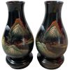 Vintage Chinese Black Resin Small Hand Painted Vase Pot Ornament Figurine Prop Display c1970-80's