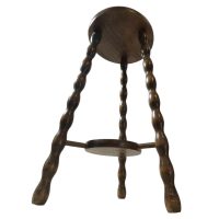 Vintage French Tall Breton Style Stool Seat Wood Kitchen Round Shaped Seat Braced Bobbin Leg Plant Rest Stand Plinth Tabouret c1960’s Vintage French Tall Breton Style Stool Seat Wood Kitchen Round Shaped Seat Braced Bobbin Leg Plant Rest Stand Plinth Tabouret c1960's