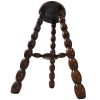 Vintage French Tall Chunky Breton Style Stool Seat Wood Round Shaped Seat Braced Bobbin Leg Plant Rest Stand Plinth Tabouret c1970's