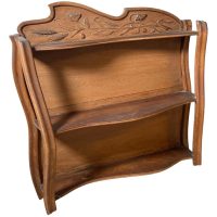 Vintage French Wheat Sheaf Triple Wooden Shelf Wall Hanging Mounted Shelving Unit Country Cottage Arts Crafts circa 1950-60's / EVE