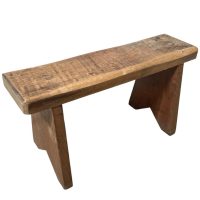 Vintage French Small Stand Varnished Wood Plinth Tabouret Farmhouse c1970-80's / EVE