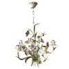 Vintage French Toleware Tole Style Metal Flower Petal Bloom Shaped Wall Ceiling Electric Lamp Light Lighting Shabby Chic c1970-80s / EVE