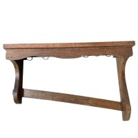 Vintage French Wooden Shelf With Hangers Wall Hanging Mounted Shelving Unit Country Cottage Arts Crafts circa 1950-60's / EVE