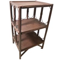 Vintage French Wood Pole Small Side Table Triple Shelf Display Plinth Stand Wooden Tabouret c1960-70's / EVE