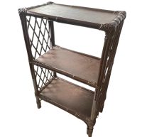 Vintage French Wood Pole Small Side Table Triple Shelf Display Plinth Stand Wooden Tabouret c1960-70's / EVE