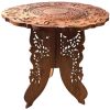 Vintage Asian Indian Large Folding Leg Ornately Carved Circular Table Stand Plinth Tabouret c1970-80's / EVE